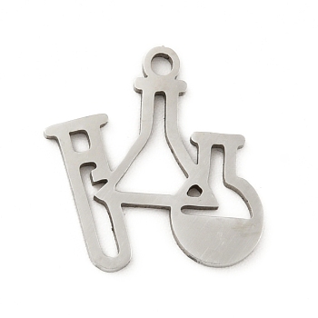 201 Stainless Steel Pendants, Hollow, Lab Supplies, Stainless Steel Color, 15x15x1mm, Hole: 1.4mm