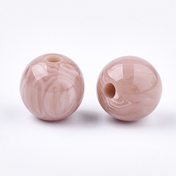 Resin Beads, Imitation Gemstone, Round, Pink, 12mm, Hole: 2mm