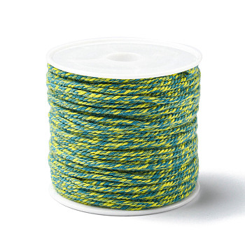 Cotton Braid Thread, with Spool, Round, Yellow Green, 1.2mm, about 21.87 Yards(20m)/Roll