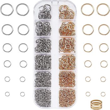 304 Stainless Steel Jump Rings, Open Jump Rings, Golden & Stainless Steel Color, 931pcs/set