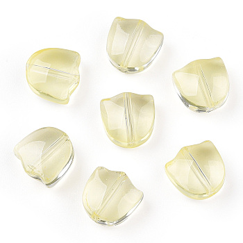 Spray Painted Transparent Glass Beads, Tulip Flower, Light Goldenrod Yellow, 9x9x5.5mm, Hole: 1mm