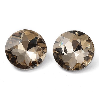 Glass Rhinestone Cabochons, Pointed Back & Back Plated, Faceted, Diamond, Black Diamond, 18x7.5~8mm