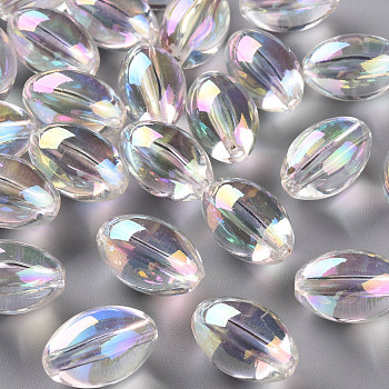 Transparent Acrylic Beads, AB Color Plated, Oval, Clear AB, 20x13mm, Hole: 2mm