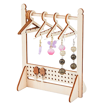 Wooden Earring Display Stands, Earring Organizer Holder, Coat Hanger Shapes, Antique White, Finish Product: 12x6x15cm, about 11pcs/set