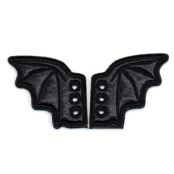 Halloween Imitation Leather Shoe Buckle for DIY Shoe Accessory, Wings, Black, 72x72mm