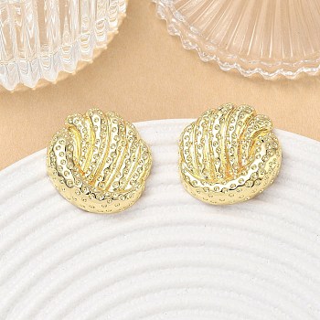 Brass Stud Earrings, Shell Shape, Real 14K Gold Plated, 27x25mm
