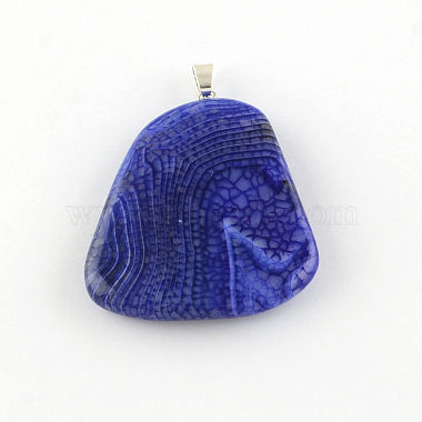 Teardrop Dyed Natural Crackle Agate Pendants with Silver Color Plated Iron Clasps(G-R275-284)-2