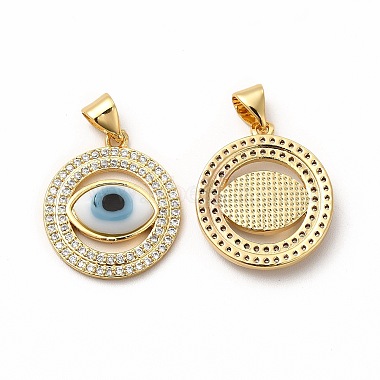 Rack Plating Real 18K Gold Plated Brass Micro Pave Clear Cubic Zirconia Pendants(ZIRC-L102-07G-03)-2