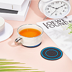 2Pcs PVC Coaster, Cup Mats, Flat Round, Blue, 69x5mm(AJEW-LP0006-75C)