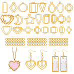 36Pcs 6 Styles Alloy Open Back Bezel Pendants, For DIY UV Resin, Epoxy Resin, Pressed Flower Jewelry, Mixed Shapes, with 120Pcs Jump Ring, Golden, 32~47x21~44x3mm, Hole: 2mm(FIND-OC0013-35)