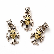 Rack Plating Brass Micro Pave Cubic Zirconia Pendants, Long-Lasting Plated, Lead Free & Cadmium Free, Real 18K Gold Plated, Cross, Antique Silver, 24x16x8mm, Hole: 4x6mm(KK-K165-26)