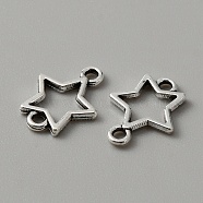 Tibetan Style Alloy Connector Charms, Hollow Star Links, Antique Silver, 15.5x12x1.5mm, Hole: 1.6mm(FIND-CJC0012-080)