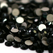 Glass Flat Back Rhinestone, Grade A, Back Plated, Faceted, Half Round, Jet, 3~3.2mm, about 1440pcs/bag(RGLA-C002-SS12-280)
