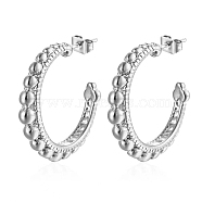 304 Stainless Steel Stud Earrings, Half Hoop Earrings for Women, Stainless Steel Color, 28x5mm(QB0948-1)
