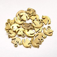 Alloy Charms, Dove of Peace, Antique Golden, 16x13x1.5mm, Hole: 2mm(X-EA9092Y-G)