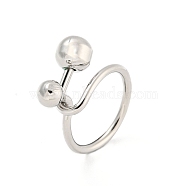 Round Brass Finger Rings, Long-Lasting Plated, Platinum, US Size 8 1/4(18.3mm)(RJEW-G309-45P)