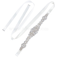 Fingerinspire Crystal Rhinestones Wedding Dress Belt, Flower Bridal Belt, White, 108-5/8 inch(276cm)(DIY-FG0002-47)