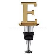 Silicone Wine Bottle Stoppers, with Zinc Alloy Findings, Cone and Letter, Letter.E, 106~107x40~42x25mm(FIND-WH0076-36-01E)