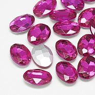 Pointed Back Glass Rhinestone Cabochons, Back Plated, Faceted, Oval, Rose, 25x18x6mm(RGLA-T080-18x25mm-09)