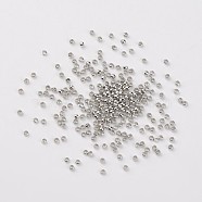 Brass Crimp Beads, Cadmium Free & Lead Free, Rondelle, Nickel Color, about 2mm in diameter, 1.2mm long, hole: 1.2mm(E002)