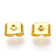 Iron Ear Nuts, Friction Earring Backs for Stud Earrings, Golden, 6x4x3mm, Hole: 0.7~1.0mm(E034Y-G)