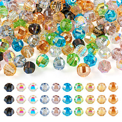 100Pcs 10 Style Electroplate Transparent Glass Beads, Faceted, Round & Rondelle, Mixed Color, 7.5x6mm, Hole: 1.6mm(EGLA-TA0001-45)