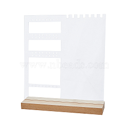Vertical Transparent Acrylic Jewelry Display Stands, with Wooden Base, for Necklaces, Earrings Storage, Rectangle, Clear, Finished Product: 5x18x20.5cm(ODIS-WH0025-110)