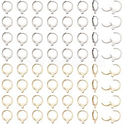 Nbeads 120Pcs 2 Style 304 Stainless Steel Leverback Earring Findings, with Horizontal Loops, Golden & Stainless Steel Color, 14.5x12mm, Hole: 1.2mm, Pin: 0.8~1.2mm, 60Pcs/style(STAS-NB0001-54)