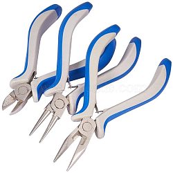 DIY Jewelry Tool Sets, Plier Sets, Round Nose, Side Cutting Pliers and Wire Cutters, Blue, 110~125x70mm(PT-PH0001-04)