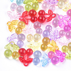 Transparent Acrylic Pendants, Cherry, Mixed Color, 25.5x21x11.5mm, Hole: 3.5mm(X-TACR-T005-10)