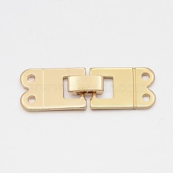 Iron Fold Over Clasps, Rectangle, 2 Strands, 4-Hole, Light Gold, 37x12x2mm, Hole: 1mm(IFIN-O003-02)
