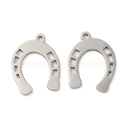 Non-Tarnish 201 Stainless Steel Pendants, Horseshoe Charm, Stainless Steel Color, 17.5x14x1mm, Hole: 1.2mm(STAS-A084-10P)