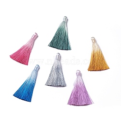 Polyester Tassel Big Pendant Decorations, Mixed Color, 80~85x8~20mm(X-FIND-E018-F)