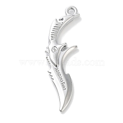 Alloy Big Pendants, Machete Shapes, Platinum, 61x17.5x4.5mm, Hole: 3mm(PALLOY-S031-08)