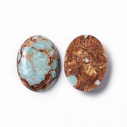 Assembled Bronzite and Imperial Jasper Cabochons, Oval, Dyed, Colorful, 40x30x7.5~8.5mm(X-G-O124-03)