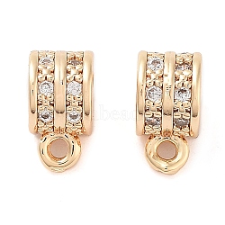 Brass Micro Pave Clear Cubic Zirconia Charms, Round with Bowknot, Real 18K Gold Plated, 8.5x4.5x5.5mm, Hole: 1.2mm(KK-U028-17G)