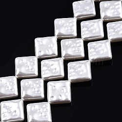 ABS Plastic Imitation Pearl Beads Strands, Rhombus, Creamy White, 18x18.5x6mm, Hole: 0.5mm, about 22pcs/strand, 15.55 inch~15.75 inch(39.5~40cm)(KY-N015-05-B01)