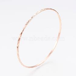 304L Stainless Steel Buddhist Bangles, Ripple, Rose Gold, 2-5/8 inch(6.8cm), 2.5mm(BJEW-G568-15RG)