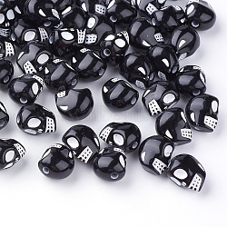 Craft Style Acrylic Beads, Skull, Black, 13x10x12mm, Hole: 2mm(X-SACR-Q187-24)