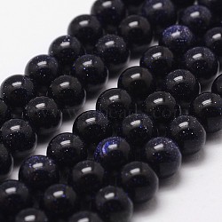 Blue Goldstone Beads Strands, Round, 10mm, Hole: 1mm, about 40pcs/strand, 15 inch(X-G-D840-81-10mm)