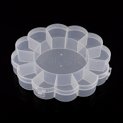 Flower Plastic Bead Storage Containers, 13 Compartments, Clear, 15.5x15.5x2.5cm(CON-Q023-21)