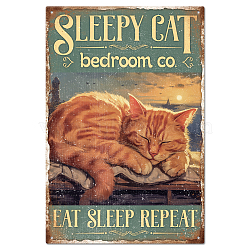 Vintage Metal Tin Sign, Iron Wall Decor for Bars, Restaurants, Cafe Pubs, Rectangle, Cat Shape, 300x200x0.5mm(AJEW-WH0189-365)