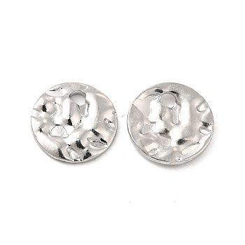 Non-Tarnish 304 Stainless Steel Pendants, Textured, Flat Round Charm, Stainless Steel Color, 8x1mm, Hole: 1.2mm