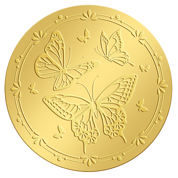 Self Adhesive Gold Foil Embossed Stickers, Medal Decoration Sticker, Butterfly Pattern, 5x5cm