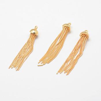 Brass Serpentine Chain Tassel Pendants, Long-Lasting Plated, Real 18K Gold Plated, 50~60x8mm, Hole: 1mm