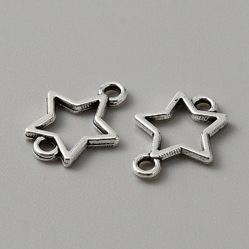 Tibetan Style Alloy Connector Charms, Hollow Star Links, Antique Silver, 15.5x12x1.5mm, Hole: 1.6mm