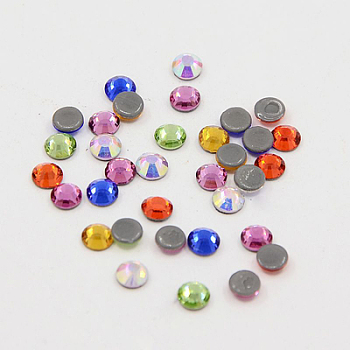 Glass Hotfix Rhinestone, Grade AA, Flat Back & Faceted, Half Round, Mixed Color, SS30, 6.3~6.5mm, about 288pcs/bag