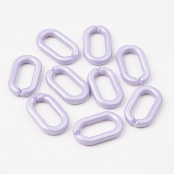Opaque Acrylic Linking Rings, Quick Link Connectors, For Jewelry Cable Chains Making, Oval, Lilac, 27x16x4mm, Inner Diameter: 19x8mm, about 490pcs/500g