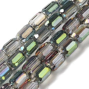 Electroplate Glass Beads Strands, Faceted, AB Color, Column, Slate Gray, 3x5mm, Hole: 1mm, about 79pcs/strand, 15.75~16.14''(40~41cm)