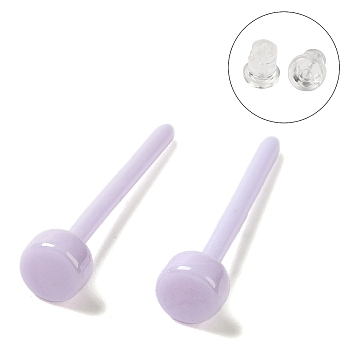 Hypoallergenic Bioceramics Zirconia Ceramic Stud Earrings, No Fading and Nickel Free, Flat Round, Lilac, 3mm